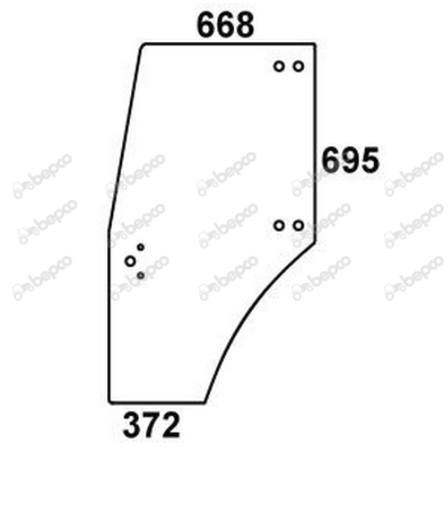 for DEUTZ AGROFARM AGROPLUS DOOR WINDOW LEFT - CURVED - TINTED